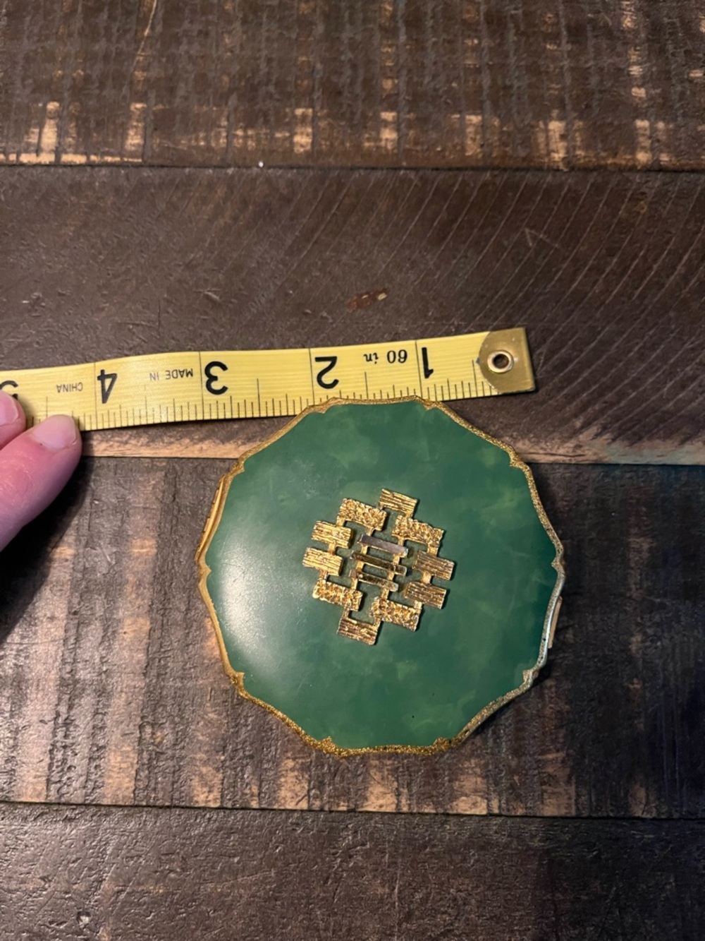 Vintage KIGU of London Jade & Gold Toned Powder Compact with Filter and Mirror - Picture 11 of 11